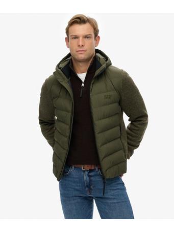 SUPERDRY - Hooded Storm Knit Hybrid Jacket KHAKI GREEN MARL