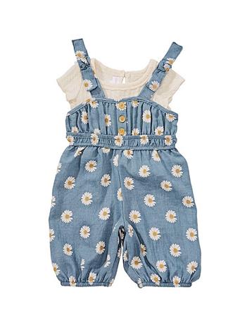 BONNIE JEAN - Baby Girls Coverall & Short Sleeve Knit T-Shirt Set BLUE