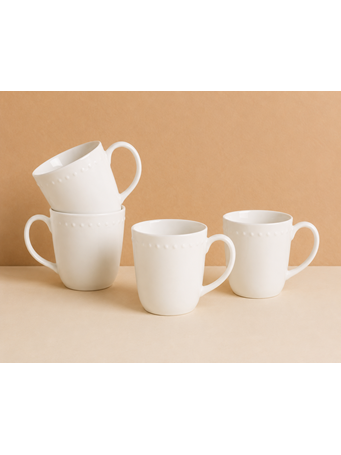 MARINER HOME - 4 Piece Mug Set With Dots WHITE