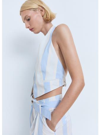 MANGO - Striped Halter Waistcoat MEDIUM BLUE