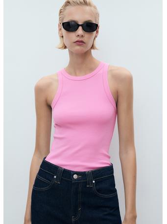 MANGO - Ribbed Cotton-blend Top LT-PASTEL PINK