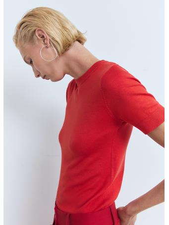 MANGO - Short-sleeved Fine-knit Sweater BRIGHT RED