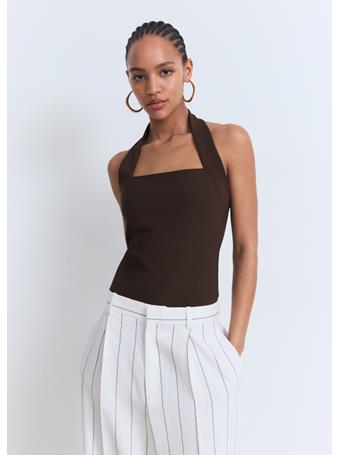 MANGO - Halter-neck Top DARK BROWN