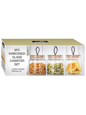 EURO-WARE - 3-Piece Embossed Glass Canister Set CLEAR