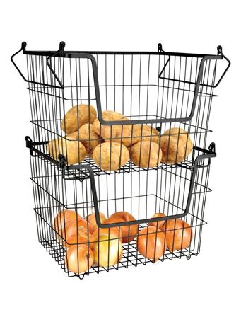 EURO-WARE - Large Stackable Storage Basket BLACK