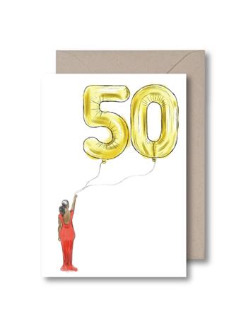 KITSCH NOIR - Fifty Balloon Birthday Card NO COLOR