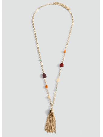 MANGO - Fringed Bead Necklace GOLD