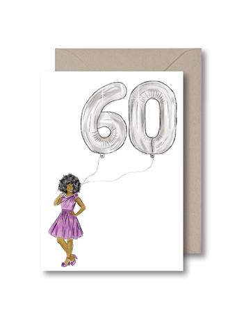 KITSCH NOIR - Sixty Balloon Birthday Card NO COLOR