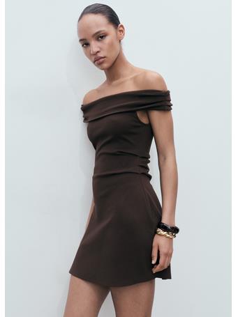 MANGO - Short Strapless Dress DARK BROWN