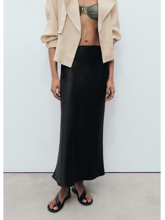 MANGO - Satin Long Skirt BLACK