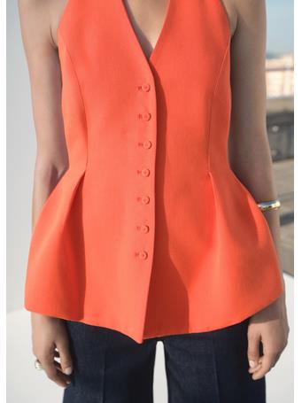 MANGO - Halter-neck Peplum Vest MEDIUM RED