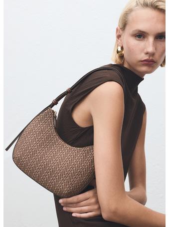 MANGO - Shoulder Bag With Printed Logo DARK BROWN