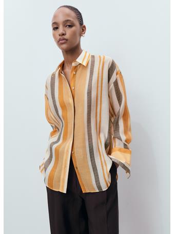 MANGO - Lyocell Striped Shirt NATURAL WHITE