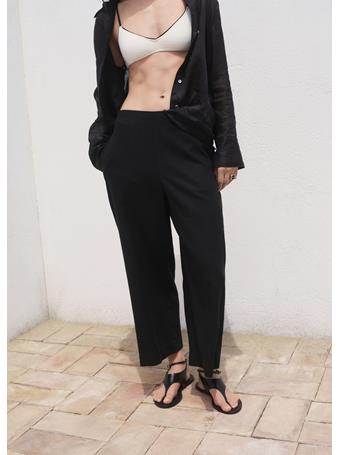 MANGO - Cropped Linen-blend Pants BLACK