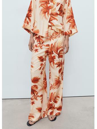 MANGO - Flowing Palm-tree Print Pants NATURAL WHITE