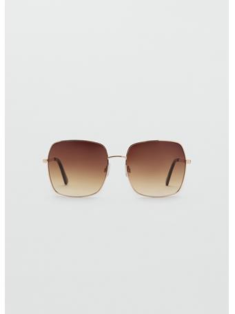 MANGO - Square Metallic Frame Sunglasses GOLD