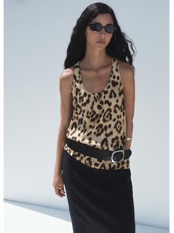 MANGO - Leopard-print Low-cut Top LIGHT BEIGE