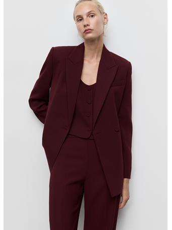 MANGO - Double-breasted Suit Jacket DARK RED