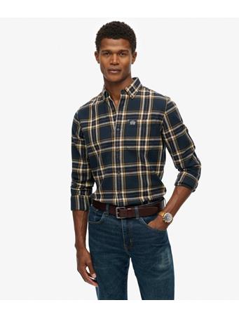 SUPERDRY - Long Sleeve Cotton Lumberjack Shirt PEYTON CHECK NAVY