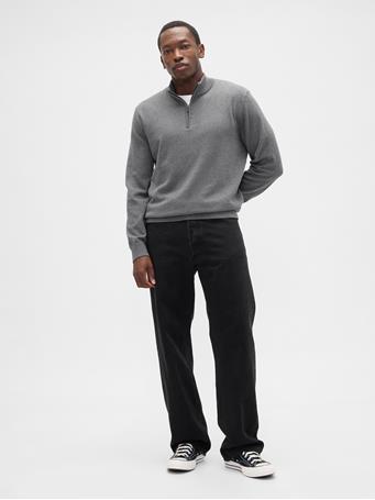 GAP - Relaxed Quarter-Zip Mockneck Sweater B50 CHARCOAL HEATHER