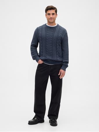 GAP - Relaxed Cable-Knit Sweater VINTAGE NAVY