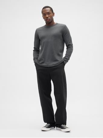 GAP - Waffle-Knit Crewneck T-Shirt B65 DARK HEATHER GREY