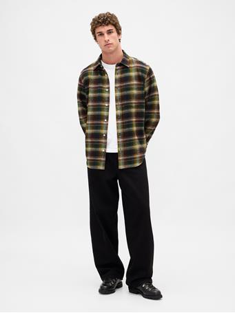 GAP - Organic Cotton Relaxed Flannel Shirt SP BLACK SHADOW PLAID