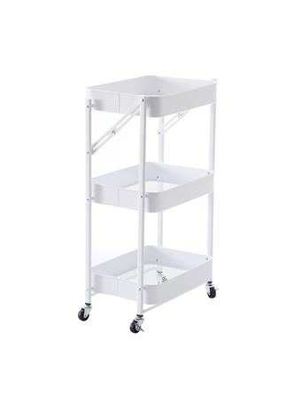AMERICAN DREAM HOME - Foldable 3-Tier Matte White Metal Cart WHITE