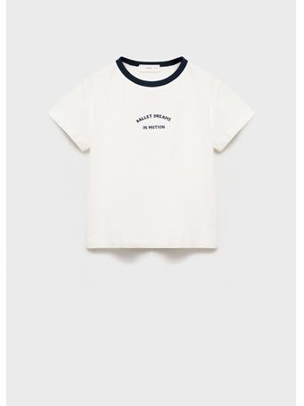 MANGO - T-shirt With Embroidered Contrasting Collar IVORY