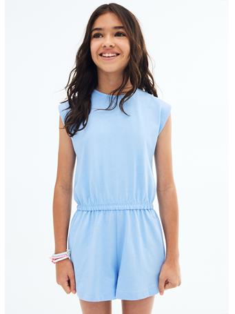 MANGO - Short Distressed Jumpsuit LIGHT BLUE