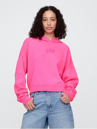 GAP - Relaxed Gap Mini-Logo Cropped Hoodie STANDOUT PINK