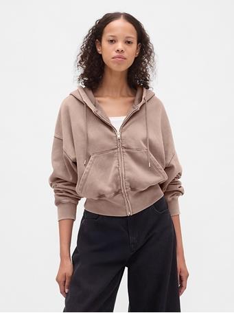 GAP - VintageSoft Full-Zip Wedge Hoodie PLYMOUTH ROCK WASH
