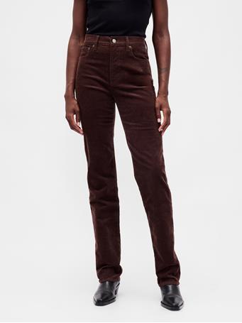 GAP - High Rise Corduroy '90s Slim Straight Jeans DARK BROWN 1
