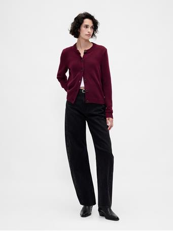 GAP - 100% Cotton Crewneck Cardigan TUSCAN RED