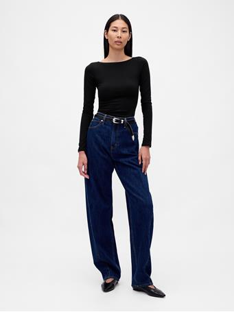 GAP - CloseKnit Jersey Boatneck Open-Back T-Shirt BLACK