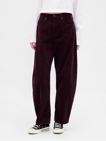 GAP - High Rise Corduroy Barrel Pants CORD BORDEAUX WD40
