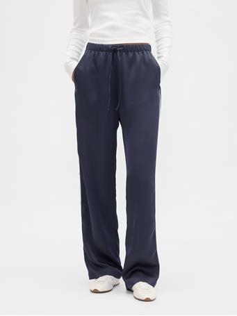 GAP - Relaxed Straight-Leg Stripe Satin Pants VINTAGE NAVY