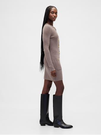 GAP - CashSoft Rib Pocket Mini Sweater Dress TOASTED ALMOND HTHR