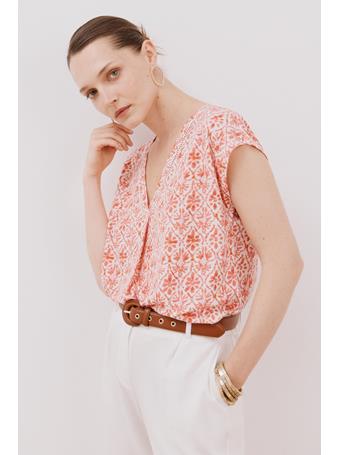 CORTEFIEL - V-Shirt with Lace Detail GREY PRINT