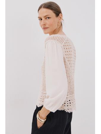 CORTEFIEL - Combined Crochet Blouse WHITE