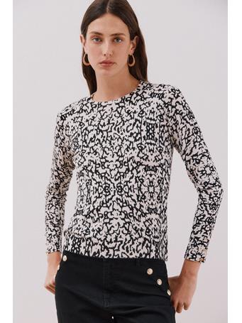 CORTEFIEL - Printed Knit Sweater BLACK