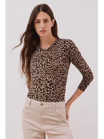 CORTEFIEL - Printed Knit Sweater TAN