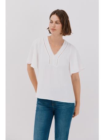CORTEFIEL - Lace Blouse with Ruffles WHITE