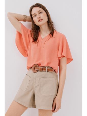CORTEFIEL - Lace Blouse with Ruffles CORAL