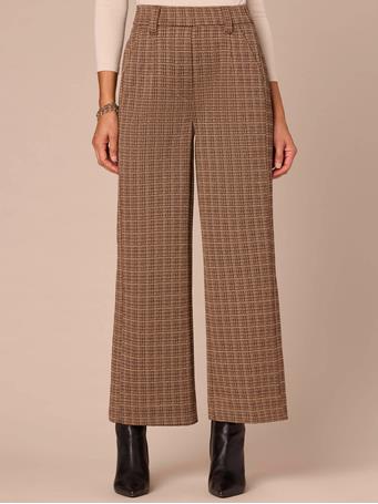 DEMOCRACY - "Ab"leisure Skyrise Pull-On Plaid Wide Leg Pants with Side Panels BROWN MULTI