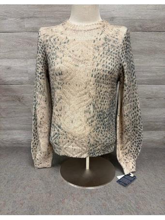 DEMOCRACY - High Round Neck Sweater HEATHER OATMEAL/CHARCOAL MULTI