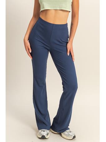 DOUBLE ZERO - High-Waisted Flared Pants DARK NIGHT