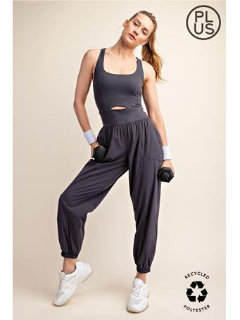RAE MODE - Plus Size Active Jogger Onesie CHARCOAL