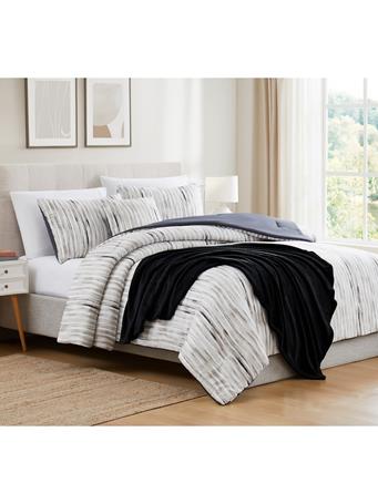 RAMALLAH TRADING CO - Kyle Stripe Comforter Set with Throw GREY