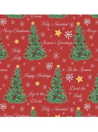 RAMALLAH TRADING CO - Xmas Tree Greetings Printed Throw RED